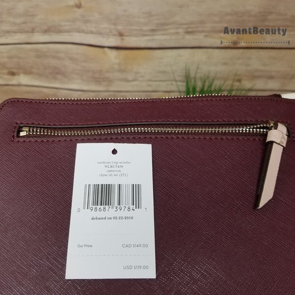 Kate Spade Medium L-zip Wristlet Cameron Cherry - Picture 6 of 9